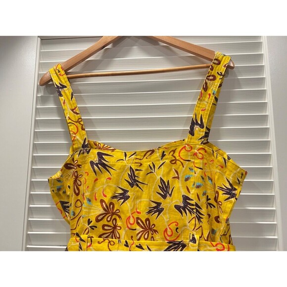 A.L.C. Gilmour Yellow Floral Linen Romper Floral Size 12 NWT Coconut Girl Beach - Picture 11 of 15